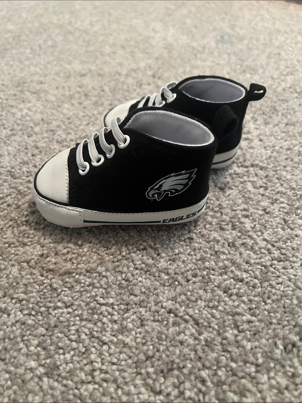 Kids Black & White Eagles Logo Sneaker Booties